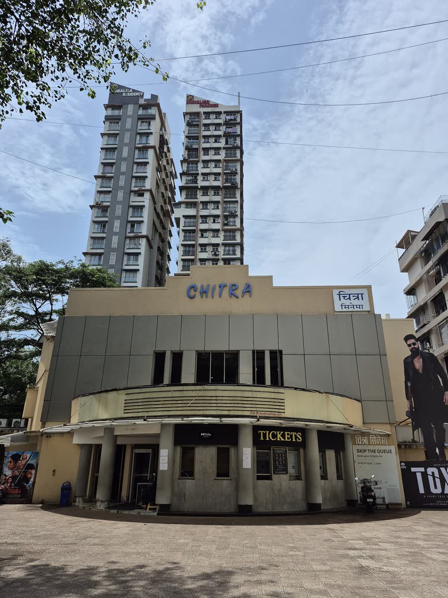 Chitra, a single-screen cinema hall in Mumbai, with its ticket window